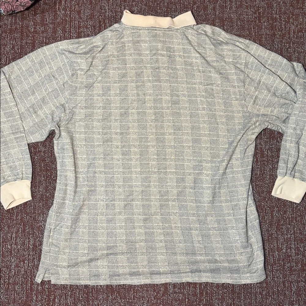 Vintage 90’s Chaps Ralph Lauren Beige Cream plaid Polo long sleeve rugby style
